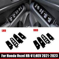 RHD LHD สำหรับ Honda Vezel HR-V E:HEV 2021 2022 2023 ABS กระจกหน้าต่างปุ่มลิฟท์ตัดฝาครอบสวิตช์ที่พักแขนบนประตูสติกเกอร์แผง