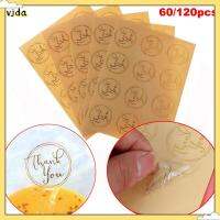 VJDA DIY กลม เบเกอรี่เครื่องประดับ หัตถกรรมปิดผนึก โปร่งใส ตกแต่งเทศกาล สติ๊กเกอร์ทำมือ ขอบคุณ ฉลากกล่องของขวัญ