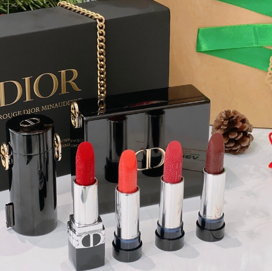 Set son môi Dior rouge minaudiere 2023 hộp màu đen Tiệm son Goong