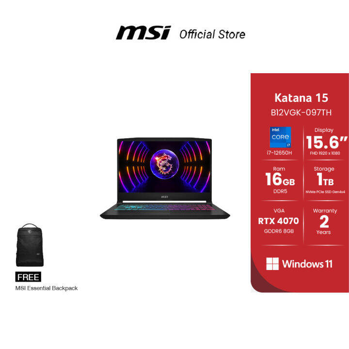 MSI Notebook Katana B12VGK-097TH / 15.6" / I7-12650H / RTX 4070 / 16GB ...