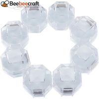 40Pcs White Transparent Plastic Ring Boxes Earrings Jewelry Storage Boxes Display Organizer Case