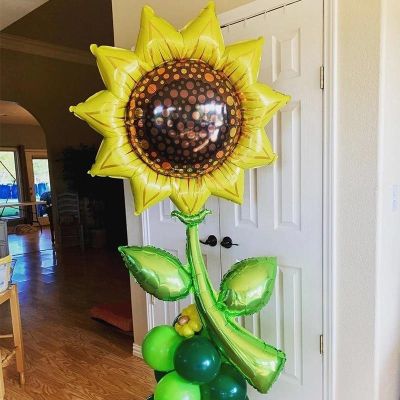 Beautiful Aluminum Flower Shape Foil Balloons Rose Sunflower Birthday Party Decor Colorful Home Decoration Holiday Baby Shower Adhesives Tape