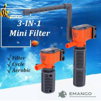 Emango 3/5W 3-In-1 Mini กรองตู้ปลาฟองน้ำปลากรองออกซิเจน Supply เงียบปั๊มลมสำหรับถังปลาขนาดเล็ก Aquarium