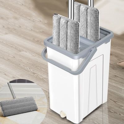 Lazy Hands-Free Rotating Microfiber Mat Cloth Flat Magic Cleaning Mop Squeeze Mop With Bucket Home Window Floor Cleaning Tool