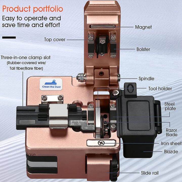 comptyco-aua-x2-high-precision-fiber-cleaver-with-waste-fiber-box-ftth-fiber-optic-cold-connection-hot-melt-cable-cutter-tools