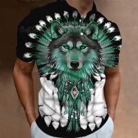 Wolf Mens T Shirt Business Polo Printed Man Animals Polo Quick Dry Clothing Loose New Summer Casua Short Sleeve Oversized Blouse