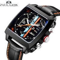 PAULAREIS New Multifunctional Fully Automatic Mechanical Night Glow Leather Men S Square Watch AUTOMATIC WATCH