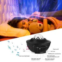 USB LED Star Night Light Music Starry Water Wave LED Projector Light Bluetooth-compatible Sound-Activated Projector Light Decor