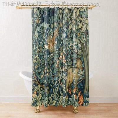 【CW】▥☫  Animals Pheasant and Floral Shower Curtain Hares Greenry Set for with Hooks