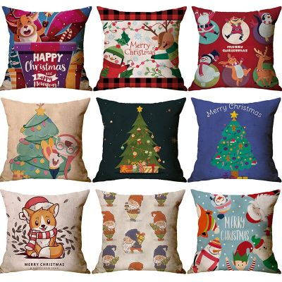 45x45cm Letter Print Christmas Pattern Tree Pillowcase Xmas Cartoon Cozy Sofa Seat/Back Cushion Cover Home Decor Pillow Case