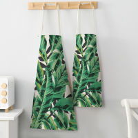 Women Men Aprons Tropical Monstera Flower Cotton Linen Aprons for Kitchen Home Cooking Baking Cleaning Accessories