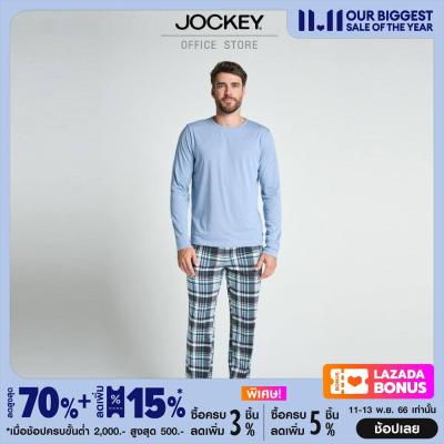 JOCKEY UNDERWEAR ชุดนอน แขนยาว EU FASHION รุ่น KU 500002 S23 LONG SLEEVE/PANTS สีฟ้า