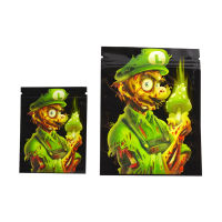 100Pcs Cartoon Printing Laser Aluminum Foil Bag Zip Lock Tear Notch Nut Candy Biscuits Coffee Reusable Storage Packaging Pouches