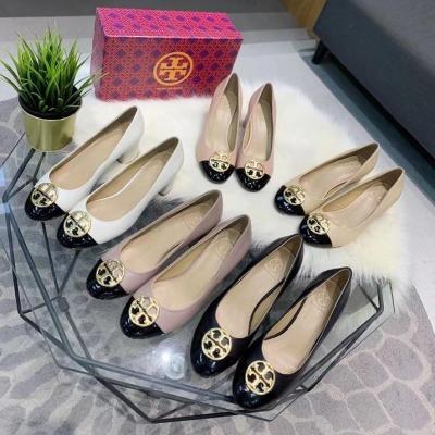 2023 new Tory Burch&nbsp; &nbsp;Double T Logo hardware buckle stitching sheep leather 5.5cm thick high heels commuter shoes