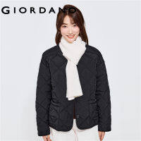 GIORDANO Women Jackets Crewneck Button Closure Quilted Jackets Simple Solid Color Loose Casual Padded Puffer Jackets 13372833