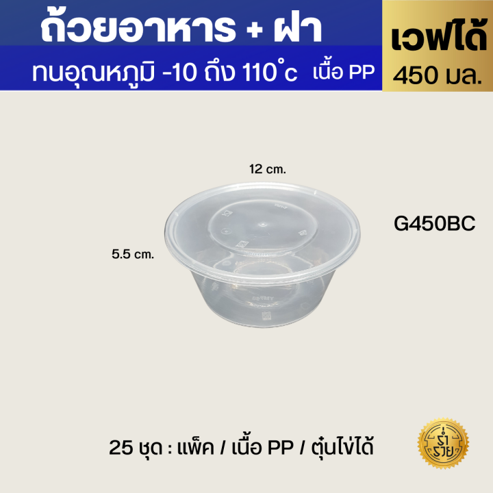 กล่องพลาสติกใสกลมใส่อาหาร-300-450-750-1000มล-กล่องกลมใสใส่อาหารเดลิเวอรี่