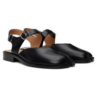 Black Split Toe Backless Mens Sandals Luxury British Style Buckle Genuine Leather Summer Beach Shoes Comfortable Men For Shoes