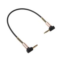 24cm Dual 90 Degree Nylon 3.5 mm to 3.5mm Male Jack Audio Cable Car Aux Cord for