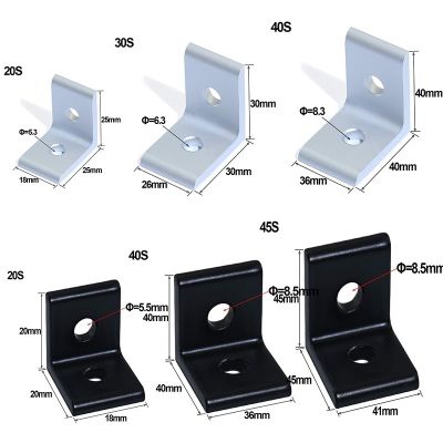 2 Hole Black 90 Degree Inside Corner Bracket Kit for Aluminum Extrusion Profile Black/ Silver 2020 3030 4040 4545 Corner Bracket