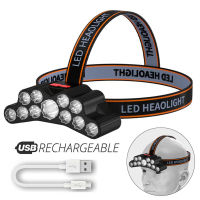 711LED ไฟหน้ากลางแจ้ง USB ชาร์จใหม่ได้กันน้ำ Super Bright Head-Mounted ไฟฉายแบบพกพาแคมป์ปิ้งตกปลาไฟหน้า