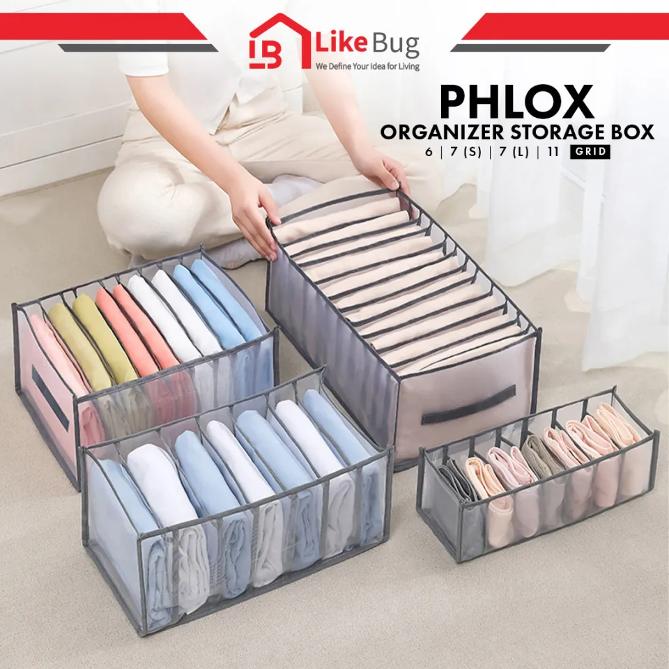 LIKE BUG : Pholx 6/7/9/11 Grids Underwear Organizer Closet Organizer Bra  Socks Divider Storage Box Foldable Drawer Storage