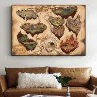 ตำนานนอร์ส Nine Realms Artwork,ภาพวาดผ้าใบที่ได้แรงบันดาลใจจากภาพยนตร์ธอร์,Asgard และ Midgard Map Wall Art,เหมาะสำหรับผู้ที่ชื่นชอบภาพยนตร์