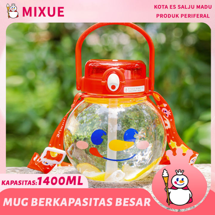 Tumbler Botol Minum Mixue Original 1400ml Mixue Botol Sedotan Dengan Tali Botol Viral Lazada 3797