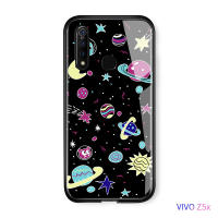 UCUC เคสโทรศัพท์เคสสำหรับ VIVO Z1 Pro z5x แก้วโทรศัพท์มือถือกรณีโทรศัพท์มือถือหรูหราการ์ตูนดวงจันทร์อาทิตย์อวกาศนักบินอวกาศ Galaxy กรณีมันวาวกระจกกลับขอบนุ่มปกปลอก