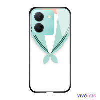 Volans เคส Vivo Y36 Y36 5G ลายกันกระแทกที่สร้างสรรค์อนิเมะสำหรับเด็กผู้หญิงผู้หญิงหญิงสาวกะลาสีกระเป๋าใส่สูทชุดสูทนักเรียนเคสใส่โทรศัพท์เพรียวบางฝาหลังกระจกเทมเปอร์