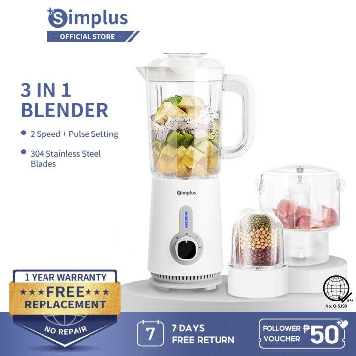 HOT Simplus Blender 3 in 1 Food Processor 1.25L Juicer Meat Grinder