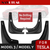 Mud Flaps สำหรับ Tesla รุ่น3รุ่น Y อุปกรณ์เสริม Guard Fender ด้านหน้าล้อหลัง Mudguard คาร์บอนไฟเบอร์ ABS ไม่ต้องเจาะ