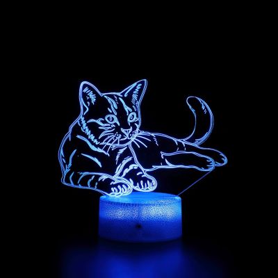 Wolf Dog Cat Rabbit Chicken Animal Figure 3D Night Light for Home Decor Gift 3D Illusion Lamp Droshipping Whosale