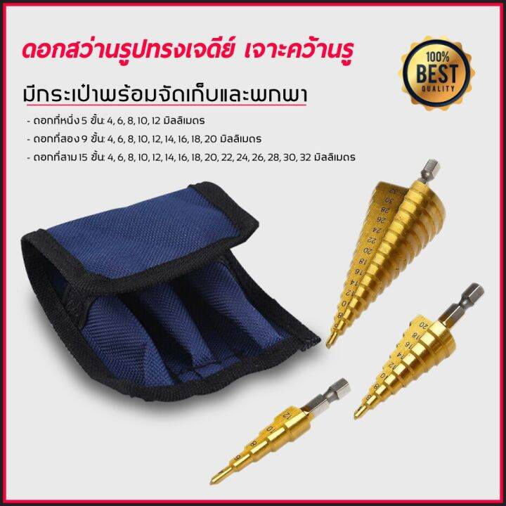 สุดคุ้ม-3pc-hss-step-cone-taper-หัวเจาะชุดที่เจาะรู-ดอกสว่าน-4-32-4-20-4-12-ไทเทเนียมเคลือบด้วยโลหะhex-taper-ราคาถูก-ดอก-สว่าน-เจาะ-ปูน-ดอก-สว่าน-เจาะ-เหล็ก-ดอก-สว่าน-เจาะ-ไม้-ดอก-สว่าน-เจาะ-กระเบื้อง