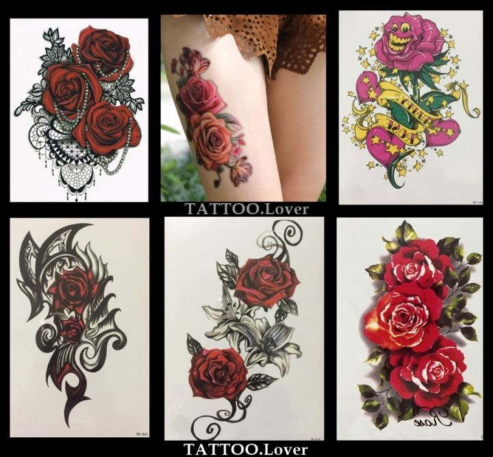แทททูดอกกุหลาบ#แทททูดอกไม้#นาฬิกาทราย#แทททูแฟชั่น Tattoo Sticker  สติ๊กเกอร์รอยสักปลอมชั่วคราว กันน้ำได้ ลดราคาพิเศษ สั่งหลายชิ้นมีของแถม |  Lazada.Co.Th