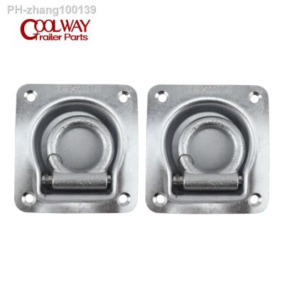 2PCS CAP 2000LBS Zinc Plated Recessed Tie Down Deck Rope Lashing Ring Point Anchor Round Hole Trailer Parts Accessories