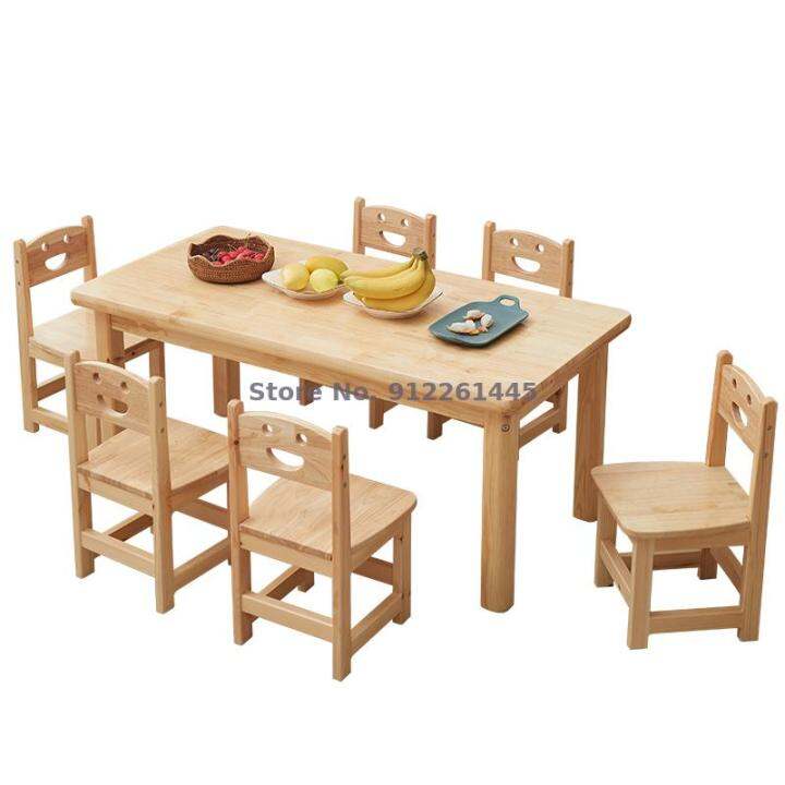 Solid Wood Children's Table And Chair Set Kindergarten Table And Chair