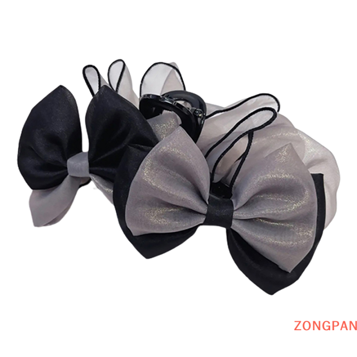 zongpan-คลิปหนีบผมทรงโบว์สีดำแบบย้อนยุคของผู้หญิงคลิปหนีบผมทรงหางม้าคลิปหนีบผมหรูหรากิ๊บหนีบผมแฟชั่นเครื่องประดับผม