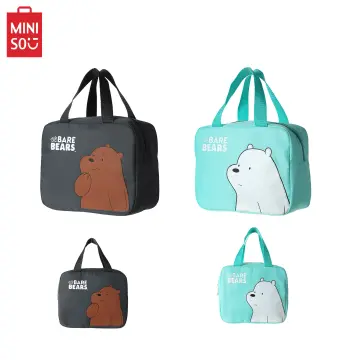 MINISO We Bare Bears Cotton Lunch Bag Sac (Grey) 