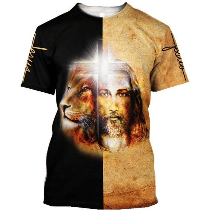 feb-christian-catholic-jesus-men-39-s-3d-print-t-shirts-animal-lion-summer-loose-short-sleeve-harajuku-hip-hop-tops-tees-drop-shipping