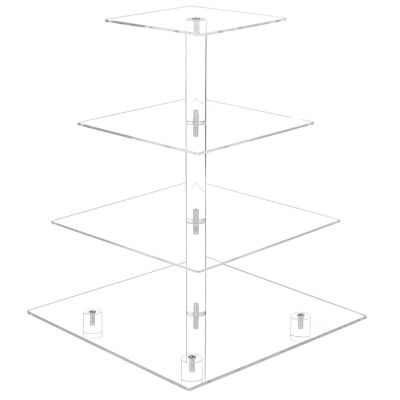 4 Tier Cupcake Stand Acrylic Cupcake Display Stand Dessert Serving Towers with LED Light for Weddings