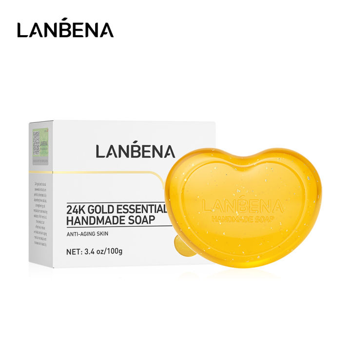 lanbena-สบู่ทองคำ-24k-สูตรลดริ้วรอย-ไวท์เทนนิ่ง-เพิ่มความยืดหยุ่น-ปรับผิวเรียบเนียนนุ่ม-24k-gold-essential-oil-handmade-soap-anti-aging-seaweed-deep-cleansing