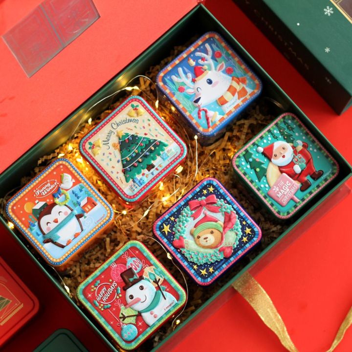 กล่องกล่องเก็บของสังกะสีคุกกี้การ์ตูนสำหรับอบการตกแต่งคริสต์มาสน่ารัก-okdeals-กล่องของขวัญคริสต์มาสบิสกิต