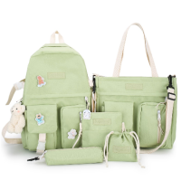 Homeonly กระเป๋าเซ็ท5ใบ (สีเขียว) กระเป๋าสะพายหลัง กระเป๋าเป้ กระเป๋าเซ็ทสไตล์เกาหลี กระเป๋าเซ็ทมาใหม่