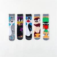 5 Pair Cartoon Bugs Bunny Printed Socks Long Tube Cotton Casual Anime Novelty Patterned Socks for Kids Summer