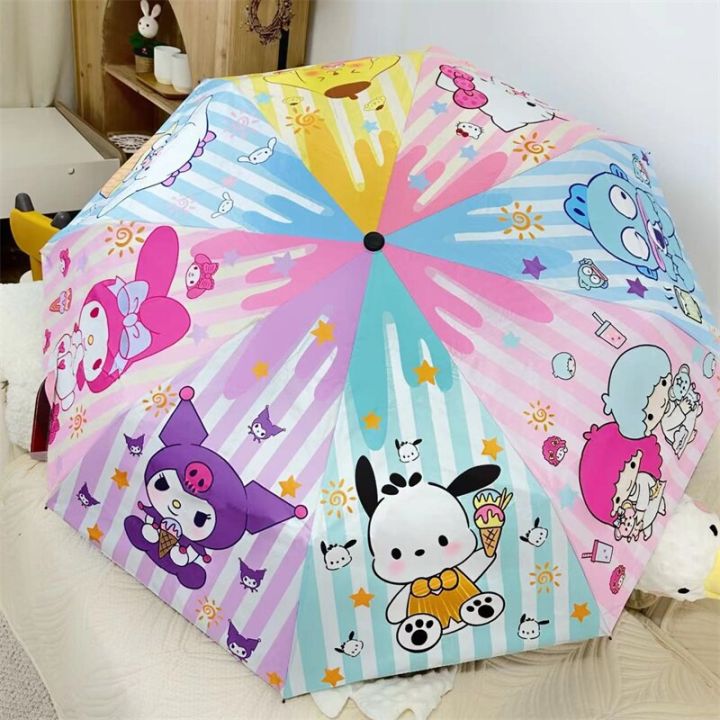 2023 Sanrio Umbrella Kawaii Kuromi Cartoon Automatic Sunshade Umbrella ...