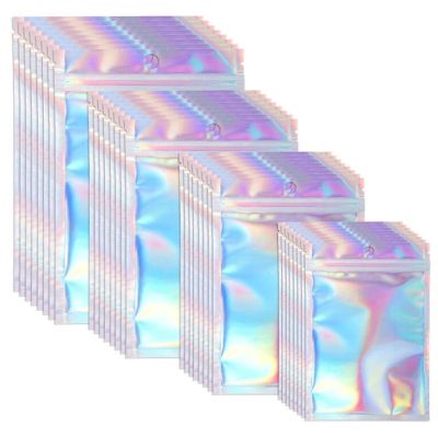 【YF】 Saco de plástico holográfico iridescente bolsa para embrulhar favor embalagem jóias negócios atacado 75x85x10mm 10pcs 75x15mm