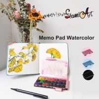 Seamiart ปากกาแผ่นบันทึกความจำสีพื้น24สีอุปกรณ์ศิลปะสีแปรงทาสีโลหะ1ชิ้น