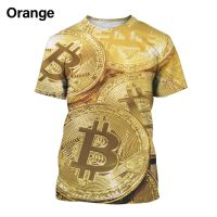 ฤดูร้อน Bitcoin สนุก 3D พิมพ์เสื้อยืดแฟชั่นสบาย ๆ สไตล์ฮิปฮอปแขนสั้นเสื้อยืดด้านบน