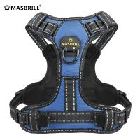 ✚ MASBRILL Dog Harness Pet Reflective Nylon No Pull Adjustable Medium Large Naughty Dog Vest Safety Vehicular Lead Walking Running