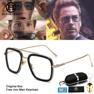 Tony Stark Sunglasses Men Square Metal Avengers Sun Glasses
